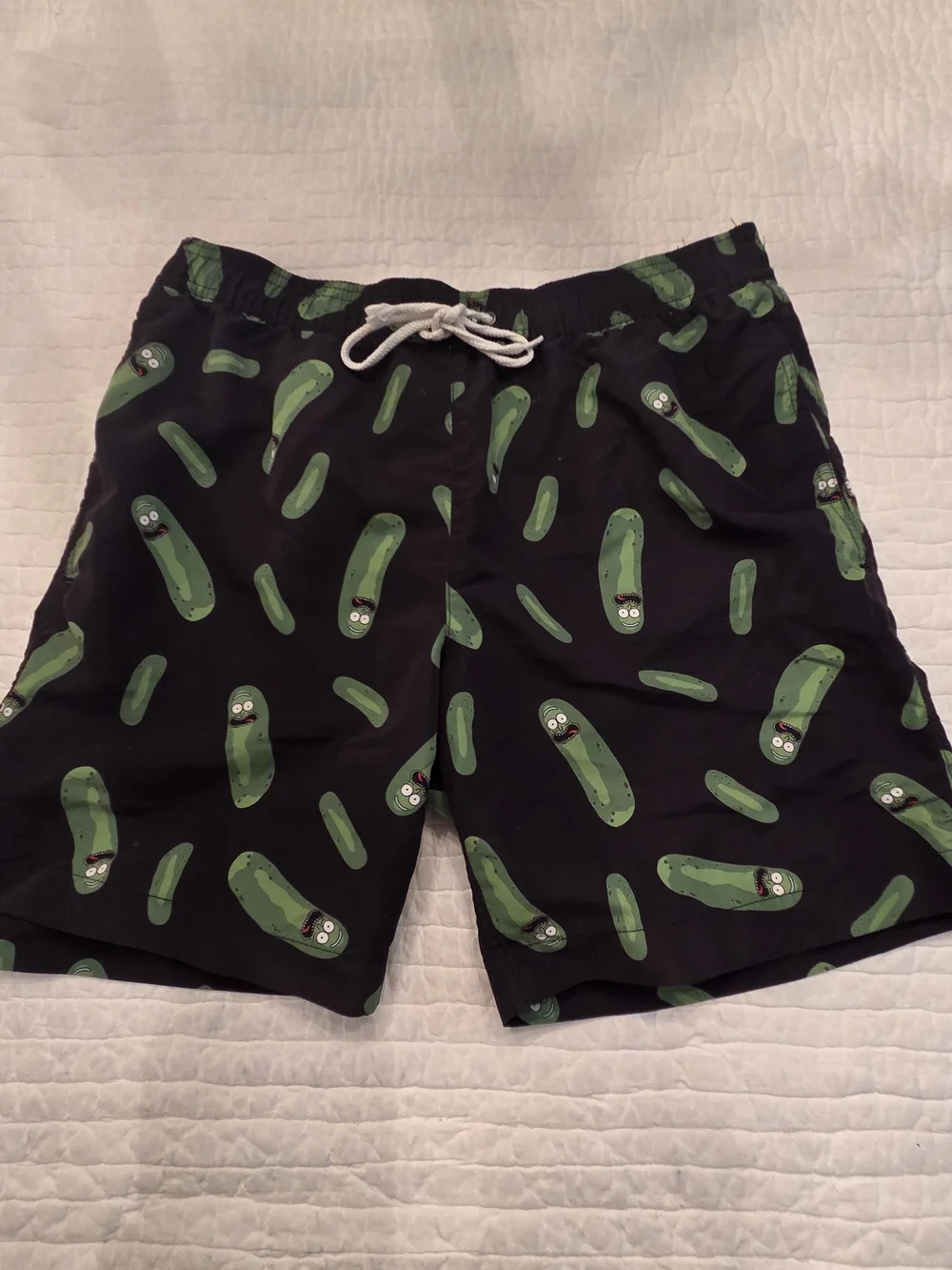 Rick And Morty Pickle Men's Swim Shorts with Green Pickle Print Size Small